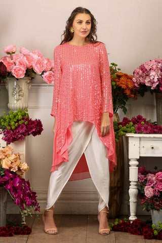 Pure Silk GGT Assymetrical Short Tunic with Pants