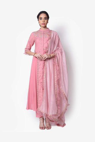 Assymetrical Anarkali With 3d Embroidery - Kavvach 