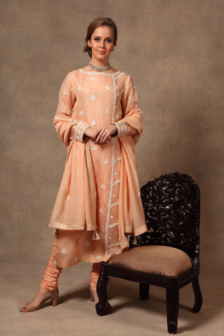Baby Pink Pure Katan Silk Suit Set - Kavvach 