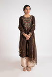 Cocoa Silk Kurta, Pant & Dupatta Set - Kavvach 