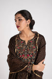 Cocoa Silk Kurta, Pant & Dupatta Set - Kavvach 