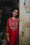 Red Silk Kurta, Pant & Dupatta Set