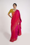 Pink and Tangerine Saree & Blouse Set - Kavvach 