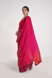 Pink and Tangerine Saree & Blouse Set - Kavvach 