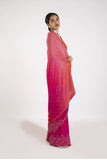 Pink and Tangerine Saree & Blouse Set - Kavvach 