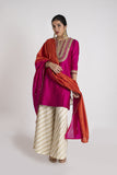 Pink Kurta, Palazzo & Dupatta Set - Kavvach 