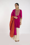 Pink Kurta, Palazzo & Dupatta Set - Kavvach 