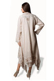 Ivory Embroidered Dress With Jacket - Kavvach 