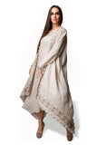Ivory Embroidered Dress With Jacket - Kavvach 