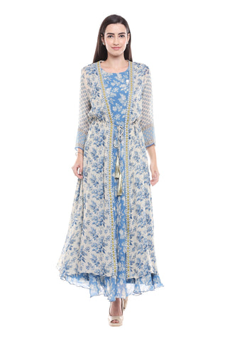 Printed Dress with Jacket - Kavvach 
