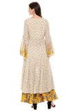 Mustard Printed Kurta with Palazzo - Kavvach 