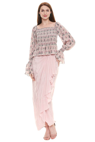 Drape Dhoti Skirt with Top - Kavvach 