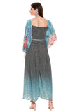 Smocking Printed Dress with Belt - Kavvach 