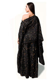 Black Off-shoulder Cape with Sharara - Kavvach 