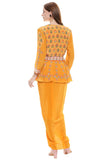 Yellow Drape Dress with Embellished Jacket - Kavvach 