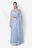 Swan Motif Organza Saree - Kavvach 