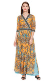 Mustard Yellow Printed Kurta With Pants - Kavvach 