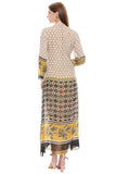 Yellow Printed Drape Dress with Jacket - Kavvach 