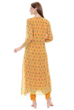 Yellow Printed Crop Top and Dhoti Pants - Kavvach 