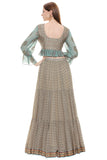 Green Crop Top with Three-Tiered Skirt & Net Dupatta - Kavvach 