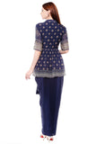 Printed Gathered Top with Dhoti Draped Skirt - Kavvach 