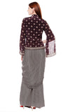 Printed Dhoti Draped Skirt with Jacket Set - Kavvach 