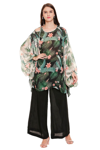 Loose Printed Top with Palazzos - Kavvach 