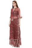 Maroon Printed Cape Set - Kavvach 