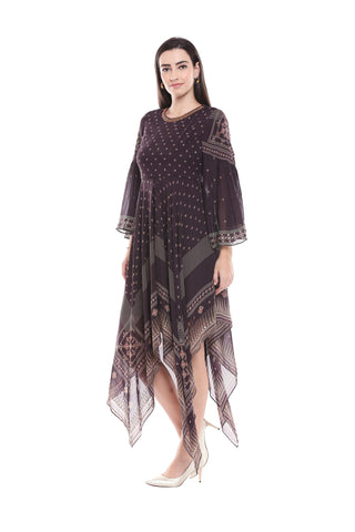 Handkerchief Style Printed Dress - Kavvach 