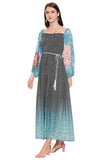 Smocking Printed Dress with Belt - Kavvach 
