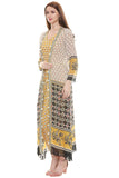 Yellow Printed Drape Dress with Jacket - Kavvach 