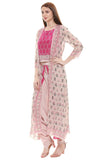 Pink Printed Crop Top and Dhoti Pants - Kavvach 