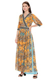 Mustard Yellow Printed Kurta With Pants - Kavvach 