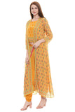 Yellow Printed Crop Top and Dhoti Pants - Kavvach 