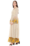 Mustard Printed Kurta with Palazzo - Kavvach 