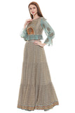 Green Crop Top with Three-Tiered Skirt & Net Dupatta - Kavvach 