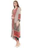Drape Dress with Chiffon Printed Jacket - Kavvach 