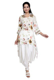 High Low Kurta with Drape Dhoti Pant Set - Kavvach 
