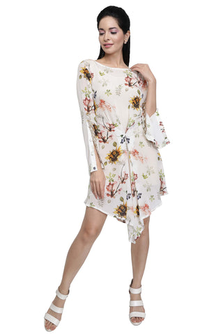 Inverted Pleated Asymmetric Dress - Kavvach 