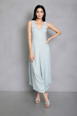 Embellished Cowl Drape Jumpsuit - Kavvach 