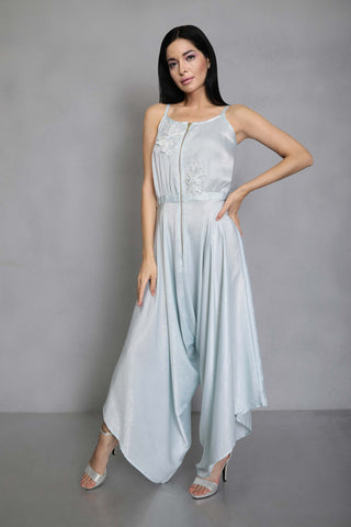 Embellished bias drape jumpsuit - Kavvach 