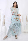 Printed Ruffle Kurta and Dhoti Pants - Kavvach 