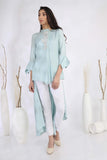 Powder Blue Asymmetric Shirt - Kavvach 
