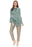 Green Printed Top and Pants Set - Kavvach 