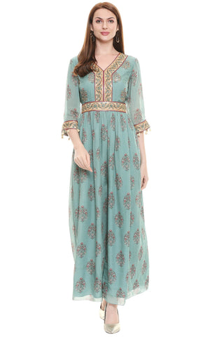 Green Flared Jumpsuit - Kavvach 