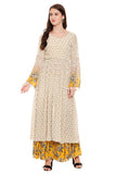Mustard Printed Kurta with Palazzo - Kavvach 