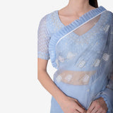 Swan Motif Organza Saree - Kavvach 