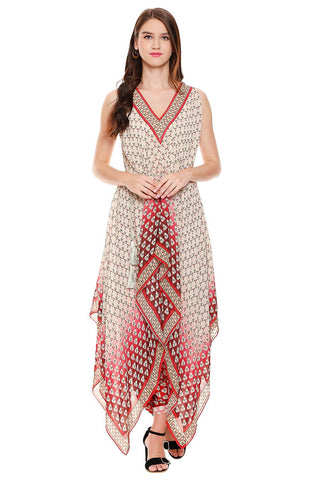 Maroon Printed Top With Pants - Kavvach 