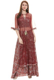 Maroon Printed Cape Set - Kavvach 