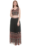 Printed Crop Top & Skirt Set - Kavvach 